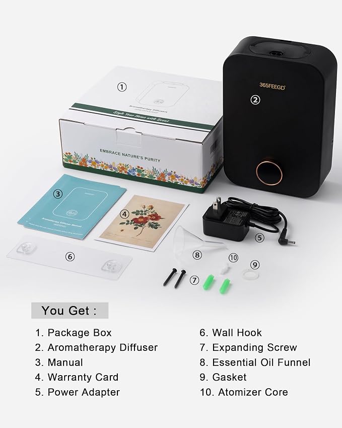 Home Diffuser|150ml Large Capacity Essential Oil Diffuser|Smart Bluetooth Controlled Pure Essential Oil Diffuser|24/7 Customizable Settings (Black)