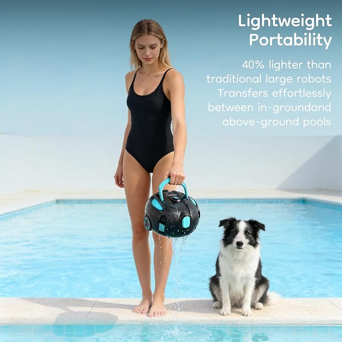 Inground Pool Vacuum Robot, Cordless Automatic Pool Cleaner Robot, Robotic Pool Cleaner for Under-Ground Pool with Self-Parking,120Mins Runtime