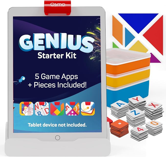 Osmo Genius Starter Kit for Kids Ages 6–10 | 5 Educational Learning Games | iPad Compatible | Educational STEM Learning System | Base Included (5 Games iPad)