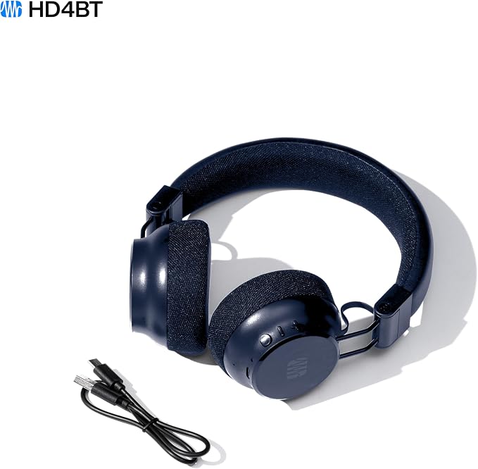 PreSonus Eris HD4BT — Over-Ear Closed-Back Wireless Headphones, Bluetooth, ANC Noise Cancelling, Up to 60 Hours Battery Life, Studio Headphones for Mixing, Monitoring, Recording, Midnight Blue