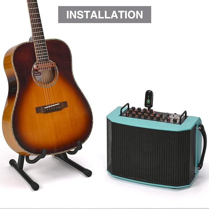 Wireless Acoustic Guitar Pickup Rechargable Magnetic And Microphone Soundhole Pickup For Acoustic Guitar Build-In Volume Control(Wood Grain)
