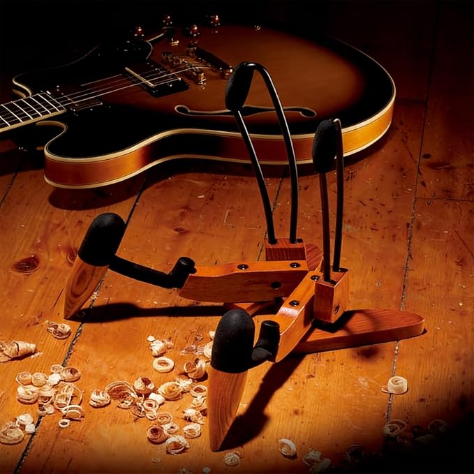 DIDA Guitar Stand for Electric Guitar, Wooden Guitar Stand, Portable Traveling Stand For Electric Guitar and Bass, Single Guitar Stand, Non Slip, Soft Foam Padded Arms (Rosewood)