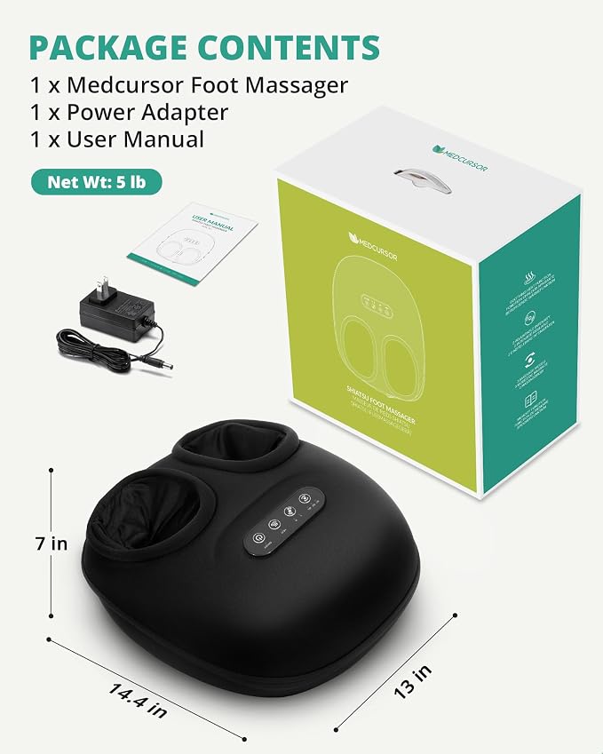 Medcursor Foot Massager Machine with Enhanced Heat, 2026 Upgraded, Deep Kneading & Rolling, Shiatsu Foot Massager for Pain Relief, Tired Feet & Plantar Fasciitis, Gifts for Women & Men, Fits Up to 13"