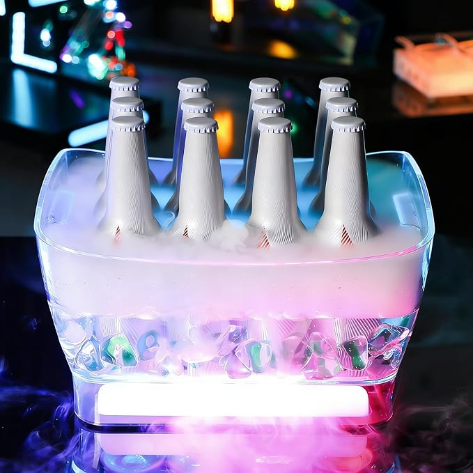 WILON LED Ice Bucket for Parties Large Capacity | Bar Party Acrylic Cooler with Remote & Colorful Lights for Beer Wine, Portable Tub for Indoor & Outdoor, Home Essential