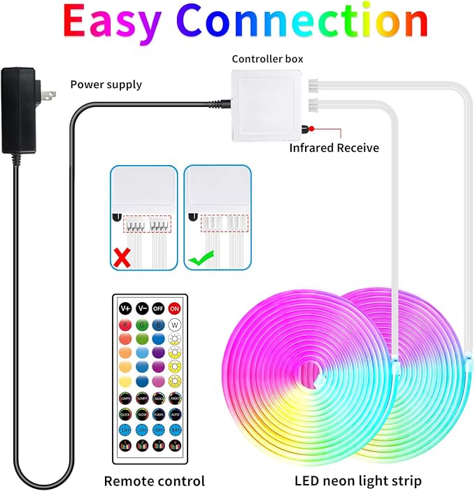 segrass 100FT RGB LED neon Rope Lights LED neon Lights with Remote/APP Control 24V IP65 Waterproof Flexible Neon LED Strip Lights for Bedroom Room Outdoors Decor(2 Rolls of 50ft)