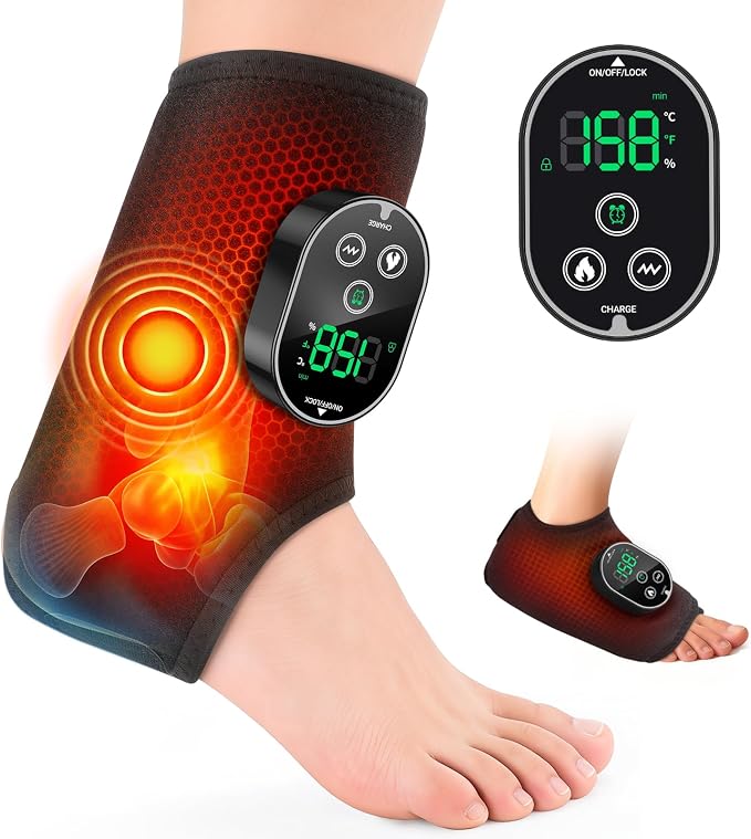 2PCS Cordless Neuropathy Foot Massager, Ankle Massager for Pain Relief, Ankle Heating Pad Plantar Fasciitis Relief, Black