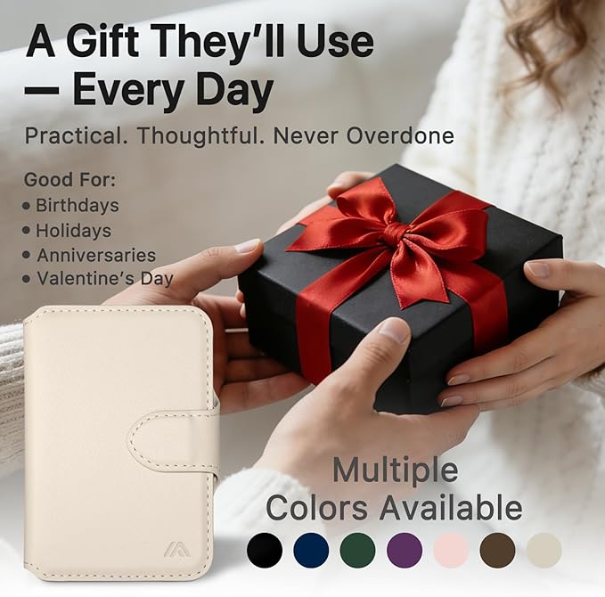 for MagSafe Wallet, Magnetic Phone Wallet RFID Blocking, Slim 5-8 Card Holder with Cash Slot & Clear ID Window, Minimalist Mag Safe Wallets for iPhone 17/16/15/14/13/12 Series, Oatmeal Beige
