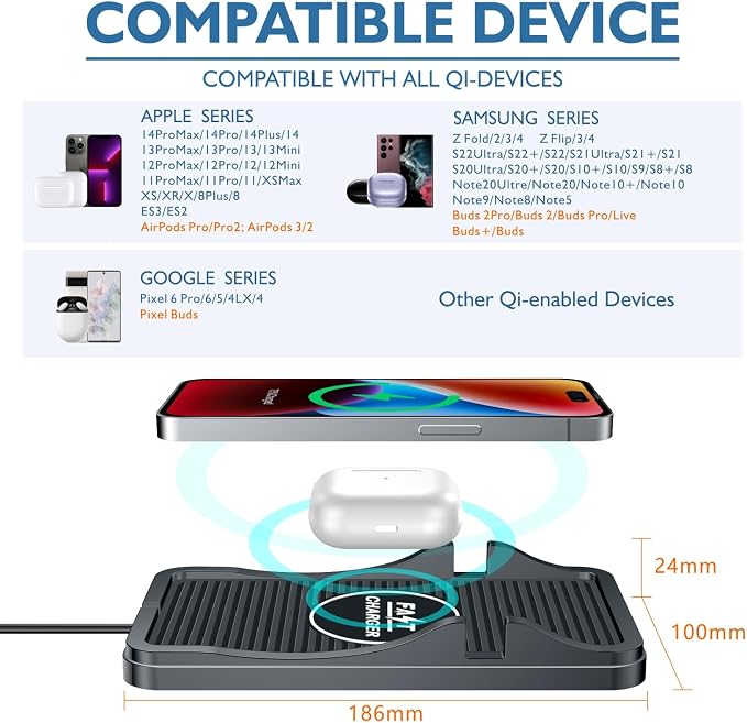Wireless Charging Pad for Car 15W 10W 7.5W Qi Fast Wireless Car Charger Pad Car Phone Holder Wireless Charger Mount for iPhone 14 13 12 Pro Max 11 8 Plus X XR Xs Samsung S21 S20 S10 S9 Note 9 LG