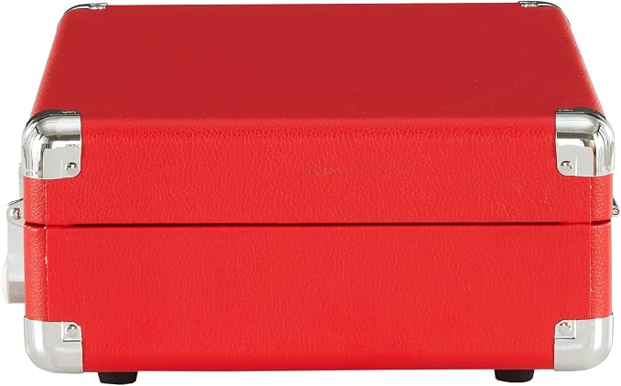 Crosley CR8005DP-RE1 Cruiser Plus Vintage 3-Speed Bluetooth in/Out Suitcase Vinyl Record Player Turntable, Red