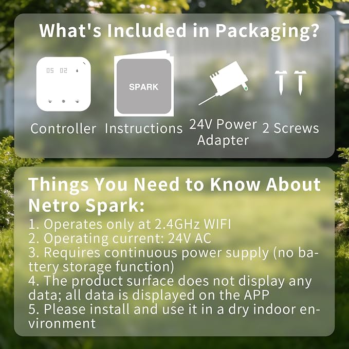 Netro Smart Sprinkler Controller 8 Zones WiFi Sprinkler Controller App-Based Irrigation System Controllers for Garden Lawn Weather Service Plant Database Rain Skips Compatible with Alexa, White