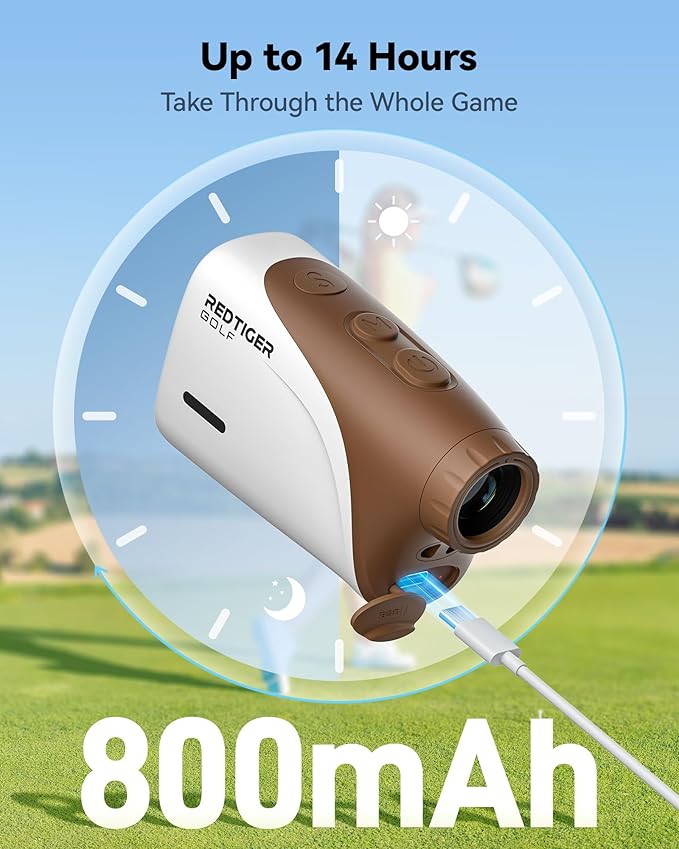 REDTIGER Mini Golf Range Finder with 1200 Yards, IP65 Waterproof and Slope Switch, 7X Magnification, Magnetic & Rechargeable Golf Rangefinder, Flag Pole Lock Vibration
