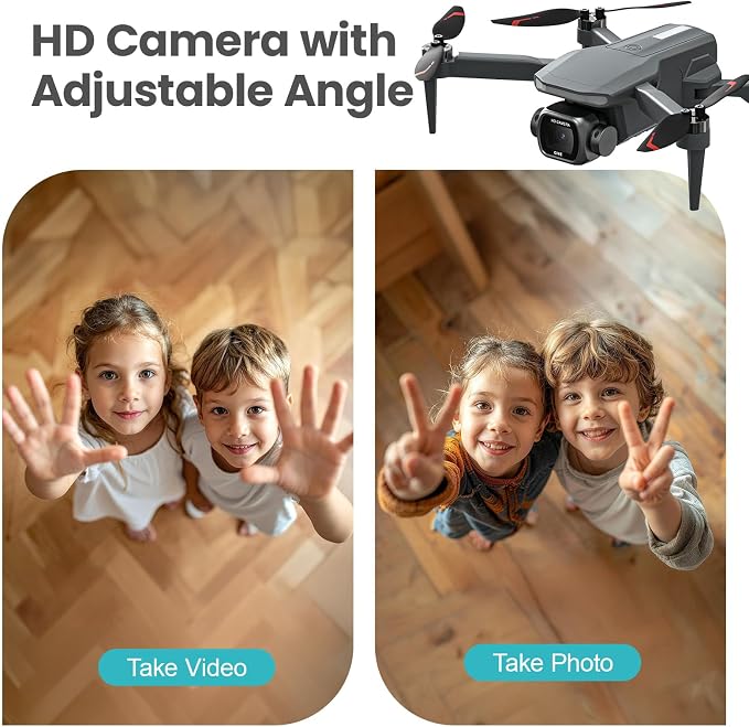 Drone for Kids with Camera, Foldable RC Quadcopter with 4.5" Remote Screen, Brushless Motor, Optical Flow Hover, Adjustable Camera, 360° Flip, Gesture Photo/Video, One Key Start/Land, Birthday Gift Toy