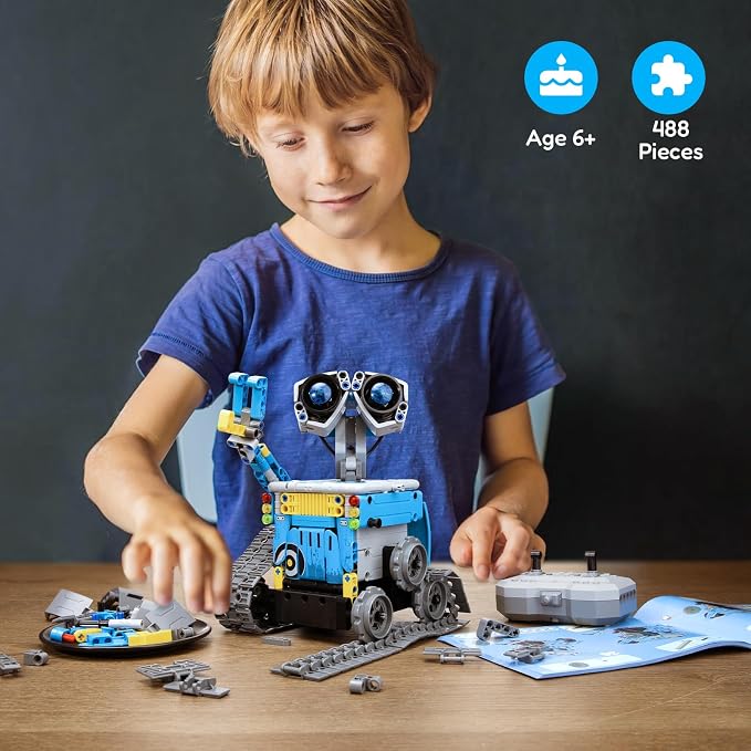 Mibido 5in1 Remote & App-Controlled Robot Dinosaur Building Kit, Educational STEM Projects Coding Set Christmas Birthday Creative Gifts for Kids Aged 6 7 8 9 10 11 12+