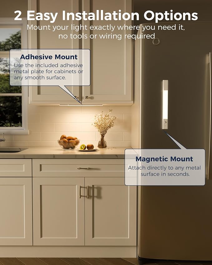 EZVALO Under Cabinet Lighting with Charging Station & 6 Swappable Batteries, Wireless Motion Sensor Light Indoor, 3 Color Temps & Dimmable LED Closet Lights for Kitchen, Stairs, Pantry