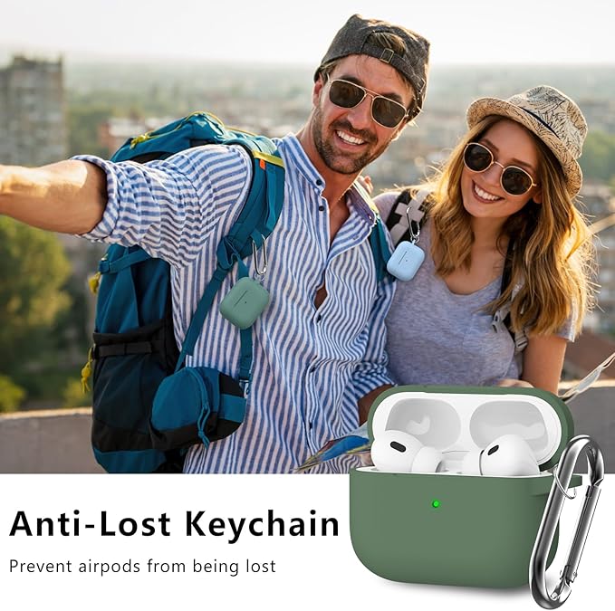 Ljusmicker for AirPods Pro Case Cover with Cleaner Kit,Soft Silicone Protective Case for Apple AirPod Pro 2nd/1st Generation Case for Women Men,AirPods Pro Case Accessories with Keychain-Sprout Green
