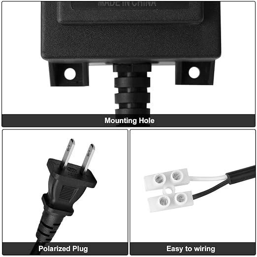 AGPtEK 60W Waterproof Voltage Converter Transformer 110/120V to 12V AC 5A | Waterproof Power Supply Converter, for Pool Light, Water Pumps, Outdoor Light, Stable Voltage, Easy Install, Safe Outdoor Use
