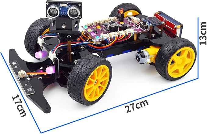 Adeept Smart Car Kit(Compatible with Arduino IDE), Line Tracking, Obstacle Avoidance, OLED Display, Ultrasonic Sensor, IR Wireless Remote Control, DIY STEM Educational Robot Car Kit
