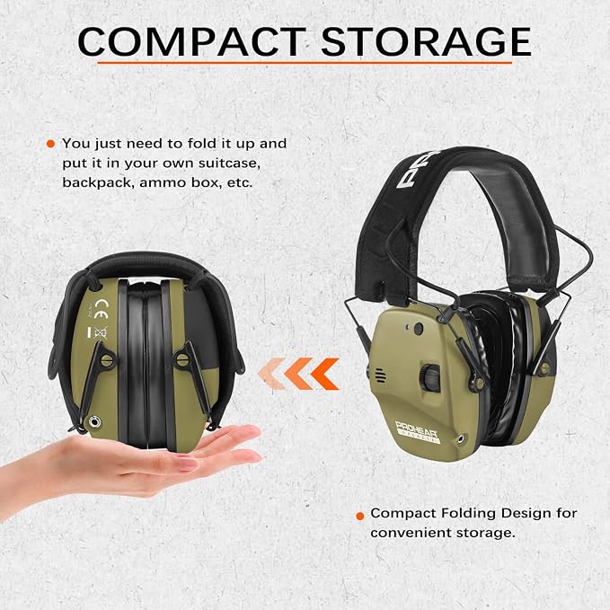 PROHEAR Ear Protection Safety Earmuffs for Shooting Noise Reduction Slim Hearing Protector