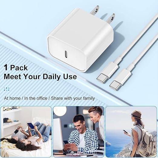 iPad Fast Charger,iPad Pro Charger Fast Charging USB C Wall Chargers Block Plug & Type C USB C to C Cable Cord for iPad Pro 13/12.9/11 inch,iPad Air 13/11inch 5th/4th,iPad mini 6/A17 Pro,iPad 10/A16