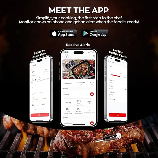 Meat Thermometer Digital, Instant Read Meat Thermometer for Grill and Cooking, Waterproof Food Thermometer for Kitchen and Outside, BBQ, Turkey, Candy, Liquids, Beef