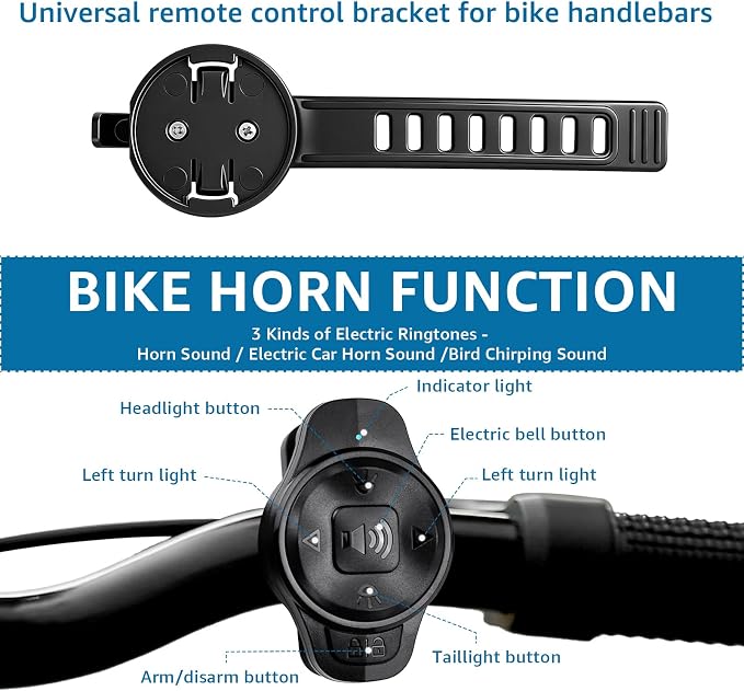 USUPERINK Turn Signals for Ebike, Bike Turn Signals, Bike Blinkers Front and Back, Bike Tail Light USB Rechargeable with Horn, IP65 Waterproof Anti-Theft Alarm, Auto On Off, for Bicycle,Ebike,Scooter