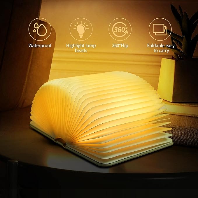 QXMGCBOK Folding Book Lamp Dragon Night Light, Portable Bedside Light (3 Colors) - Gift for Book Lovers