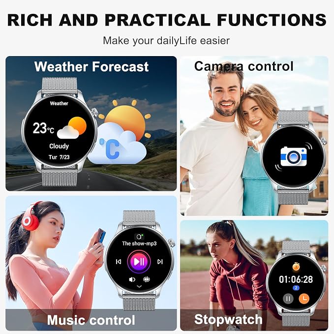 Smart Watch for Men Women Fitness: Make Answer Call Running Digital Mens Watches Waterproof Smartwatch Android Phone iPhone Samsung Compatible Heart Rate Sleep Monitor