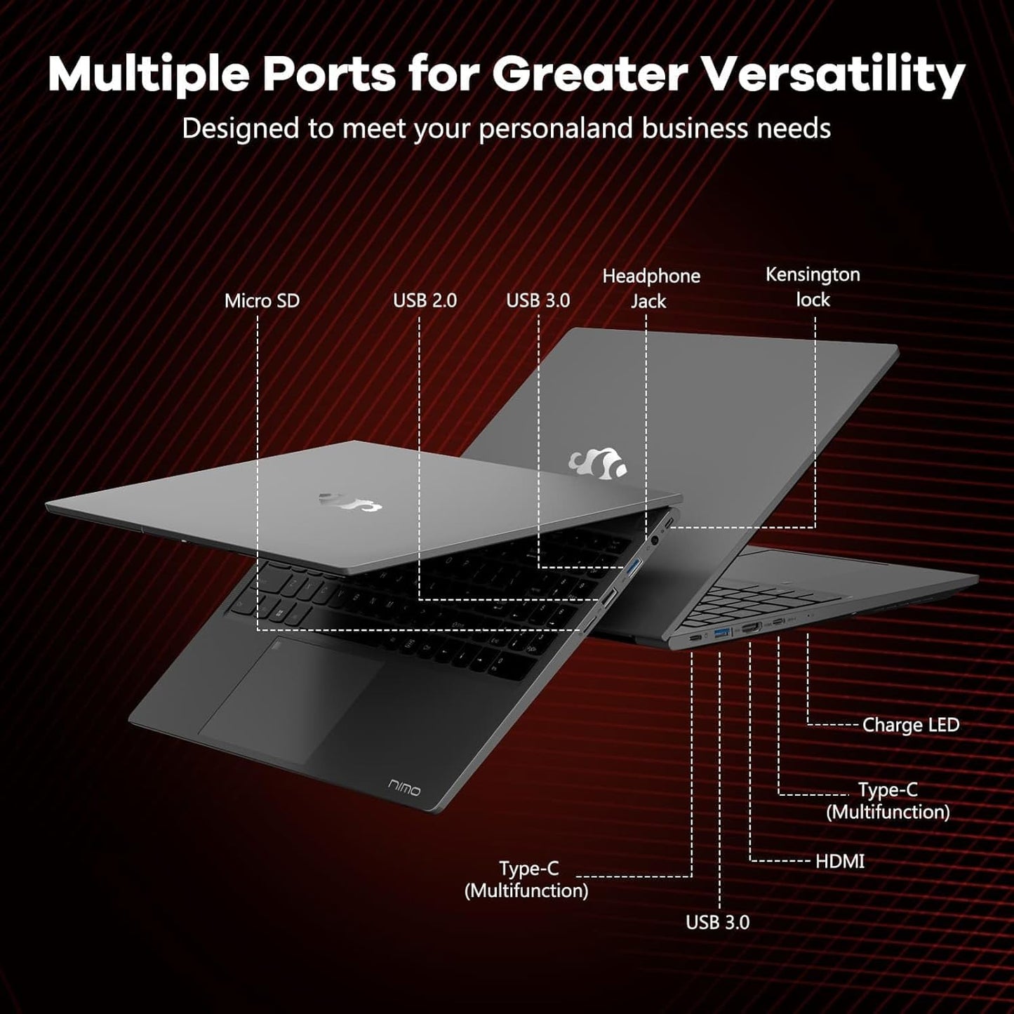 NIMO 15.6" IPS FHD-Gaming-Laptop, AMD Ryzen 5 6600H 6-Cores 660M GPU 64GB DDR5 RAM 2TB SSD(Beat i7-1165G7, Up to 4.5GHz) Computer with 100W GaN Type C Fingerprint Backlit Keyboard Win 11