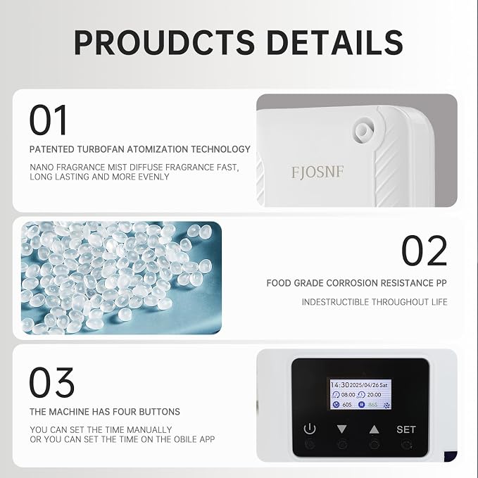 2026 Oil Diffuser Waterless 2200 Sq.Ft, Bluetooth&WiFi APP Control, 250ml Smart Scent Air Machine with Cold Air Tech for Large Rooms, Home, Office & Hotel, Plug-in