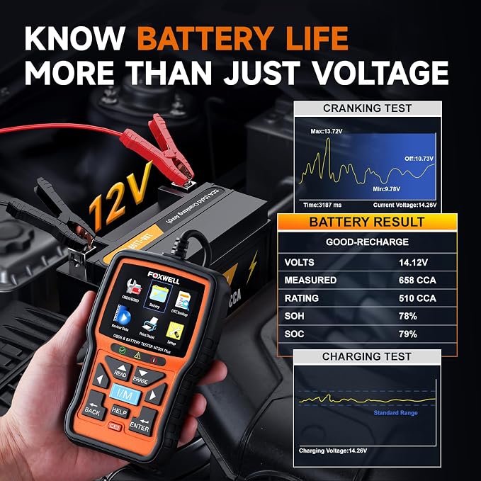 FOXWELL NT630 Plus with NT301 Plus ABS SRS SAS Code Reader Scan Tool Bi-Directional OBD2 Scanner OBD2 Scanner with 12V Battery Tester