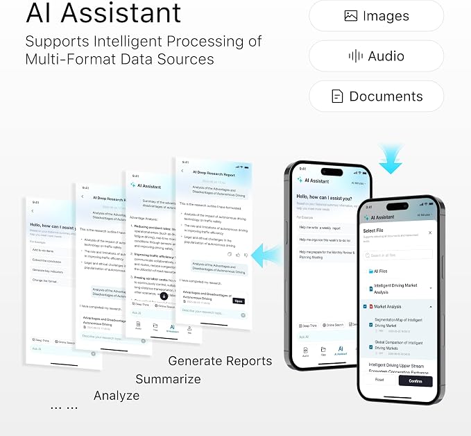 WaveNote TAG AI Voice Recorder – Speech-to-Text Transcription & Summary, 42-Hour Long Recording, Real-Time Translation, Ideal for Business Meetings, Lectures, Interviews, 40-Day Standby