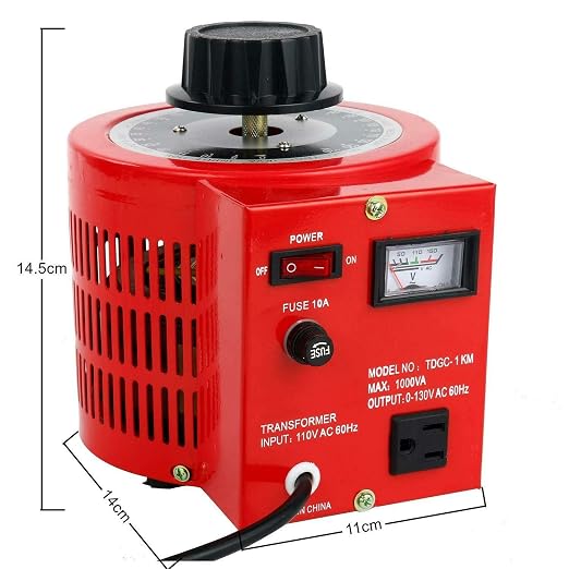 YaeCCC Voltage Transformer 10 Amp Auto AC Variable Voltage Converter,1000VA,0~130 Volt Output (1000W Max)