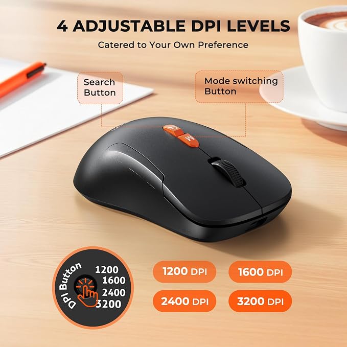MEETION Wireless Keyboard and Mouse Combo, Ergonomic Keyboard with Wrist Rest, Tablet Holder, Scissor Keys USB/Bluetooth Rechargeable Keyboards, 4DPI Mouse, for Windows/Mac/PC/Laptop/Phone/Tablet
