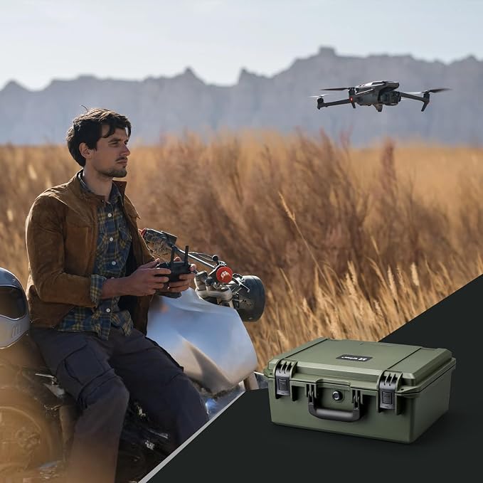 Lykus PVC1 Waterproof Hard Camera Case with Padded Dividers for Cameras, Lenses, Dual DJI Mavic/Air/Mini/Flip drones