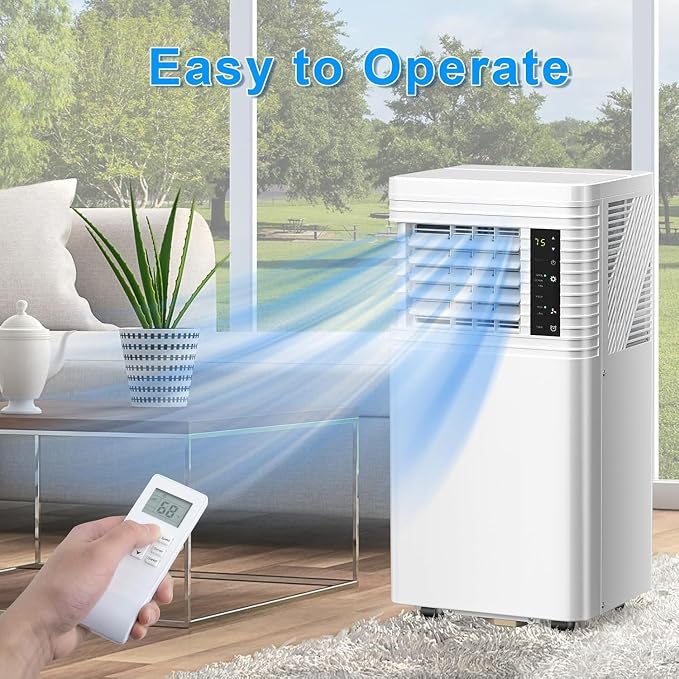 Antarctic Star 8000 BTU ASHRAE Portable Air Conditioner, 4‑in‑1 Quiet AC Unit with Dehumidifier & Fan Mode, Ultra Easy Install, Cools up to 350 Sq Ft for Bedroom, Office, Studio & Apartment