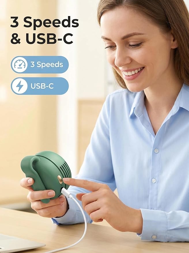 Portable Silent Mini Bladeless Fan Clip On, Small Fan Clip on for Shirt & Waist, Adjustable 3-Speed Suspended Whirlwind Fans, For Outdoor & Travel & Office, Travel Accessories, Gift (Black)