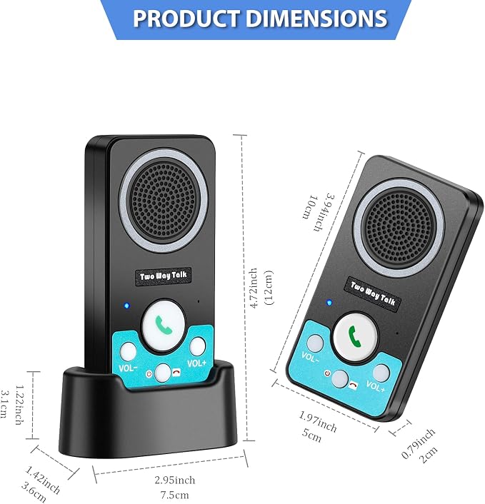 Intercoms Wireless for Home, Full Duplex Long Range Wireless Intercom, 8 Volume Levels, 4 Chime Intercoms, 2 Way Intercom for Home, Business(2 Packs Black)