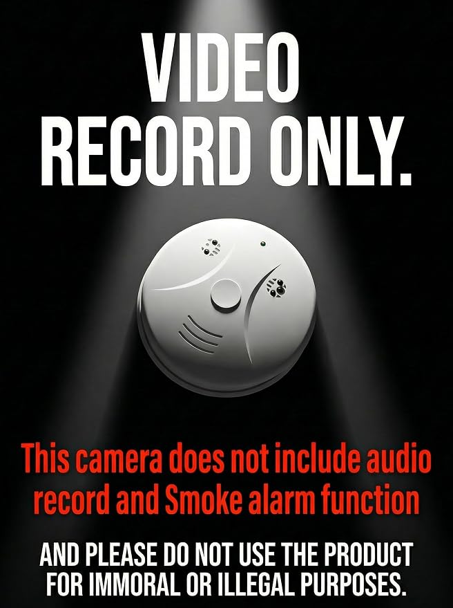 HD 1080P Camera Smoke Detector,WiFi Mini Small Nanny Cam with Motion Detection, Indoor Wireless Surveillance for Home Security/Office with app, No Audio