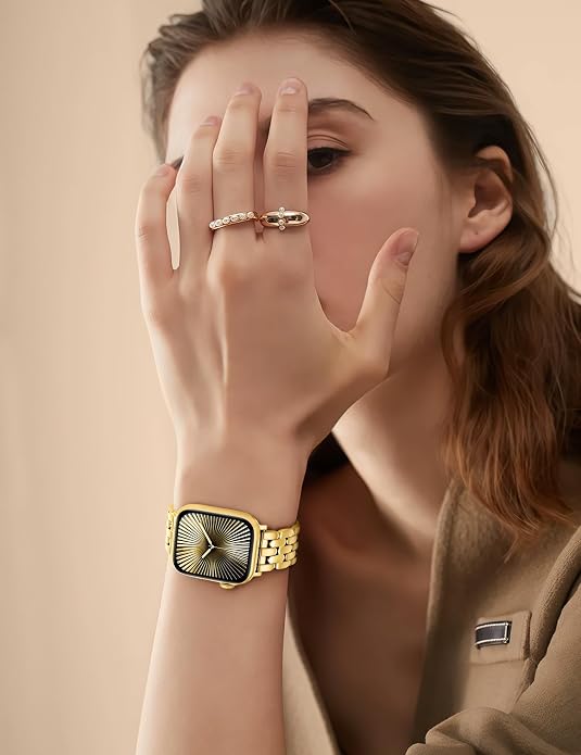 TOYOUTHS Designer Vintage Dressy Bracelet for Apple Watch Band Women 42/40/41/38/44/45/46/49mm, Stainless Steel Elegant Luxury Metal Strap for iWatch Series 11 10 9 8 7 6 5 4 SE/Ultra 3 2 1