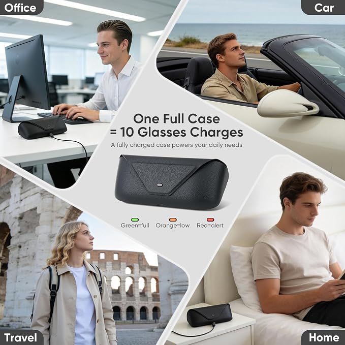 Portable Charging Case for Ray-Ban Meta Headliner/Skyler/Wayfarer & Oakley Meta HSTN, Smart Glasses Replacement Charger Dock with LED Indicator