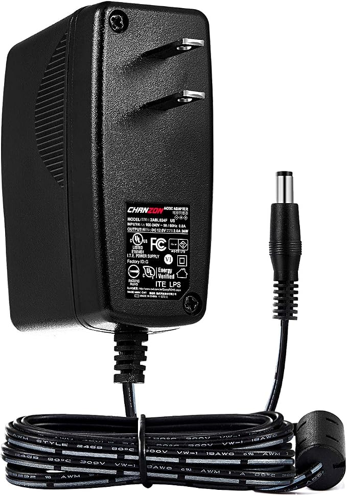 Chanzon 12V 2A 24W Power Supply 2.1(2.5) x5.5mm Plug AC DC Switching Adapter, 12 Volt 2 Amp AC/DC Wall Wart Converter Transformer, 100-240v 50 60HZ Input with 12vdc 2000ma Output