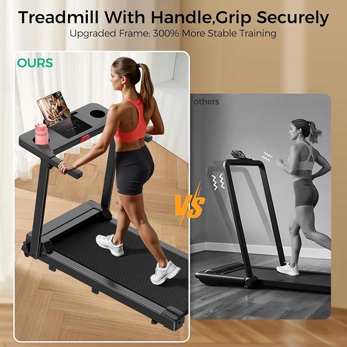 Walking Pad Treadmill with 8% Incline, 0.6-3.8MPH Foldable Treadmills with Remote for Small Home, 3.0HP Compact Walking Pad with Handle Bar, Easy Assembly, 350 LBS