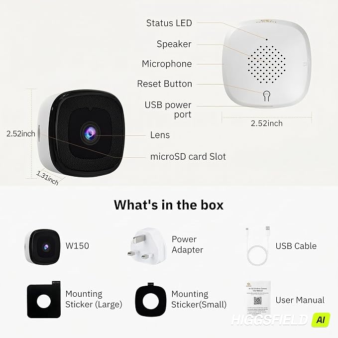 Girafit 3MP 2K Window Camera,2.4GHz & 5GHz WiFi Indoor Cameras for Home Security with ChroMax Al Color Night Vision,Person & Motion Detection,24/7 Recording,Easy & Quick Install