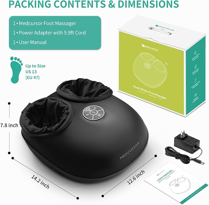 Medcursor Foot Massager with Heat - 2026 Upgraded Shiatsu Deep Kneading Machine, Multi Air Compression Intensity, Smart APP Mobile Remote Control, Feet Massage for Mom Women