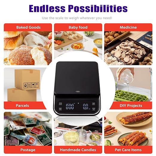 Coffee Scale with Timer 0.1g Precision Espresso Scale for Coffee Bean Weighing, Barista Brewing, USB-C Rechargeable Digital Kitchen Scale with Auto Timer 3kg Capacity