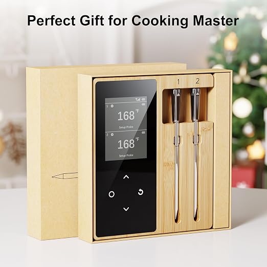 Newise Wireless Meat Thermometer Digital with 2 Probes, Long Range Bluetooth Food Thermometer with Smart APP Alerts for Cooking, Fathers Day Grill Gifts for Men Dad Husband