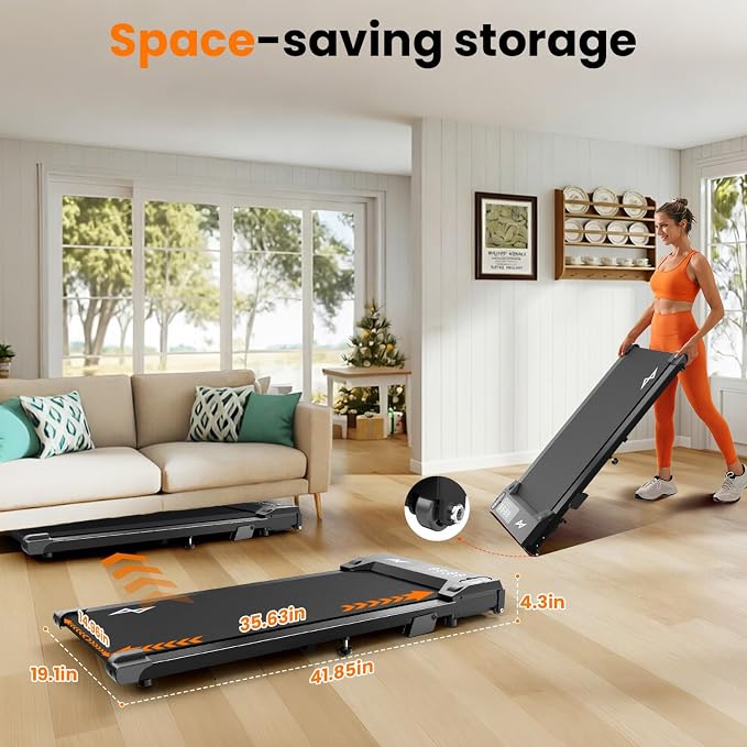 AXV Treadmills Walking pad with Incline Under Desk Treadmill for Home, Portable Slim Compact Treadmill Walk Running Machine with Adjustable Speed,Remote Control, LED Display