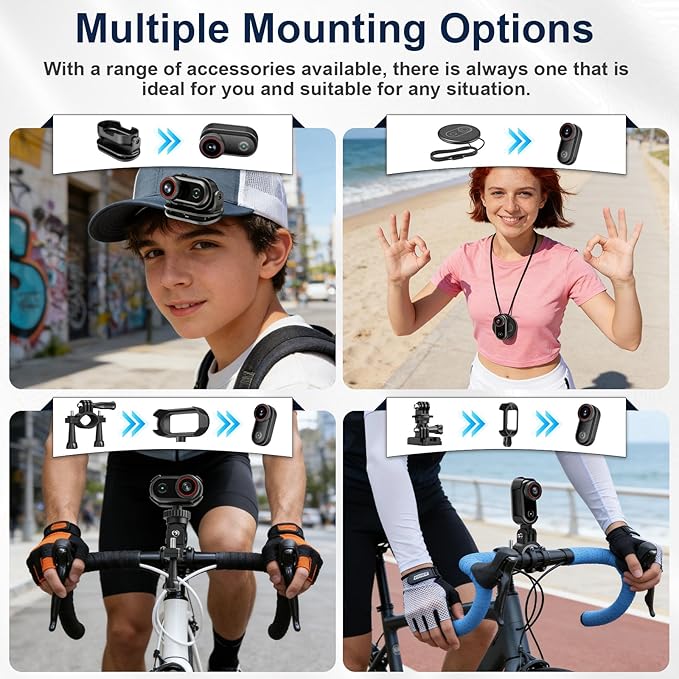 Mini Body Camera with 32GB Card, 4K Wearable Action Camera with 1.47” HD Screen, 140° Wide Angle, Magnetic Necklace & Mounts, APP Sharing, Loop Recording, POV Cam for Work, Sports, Pets & Daily Life