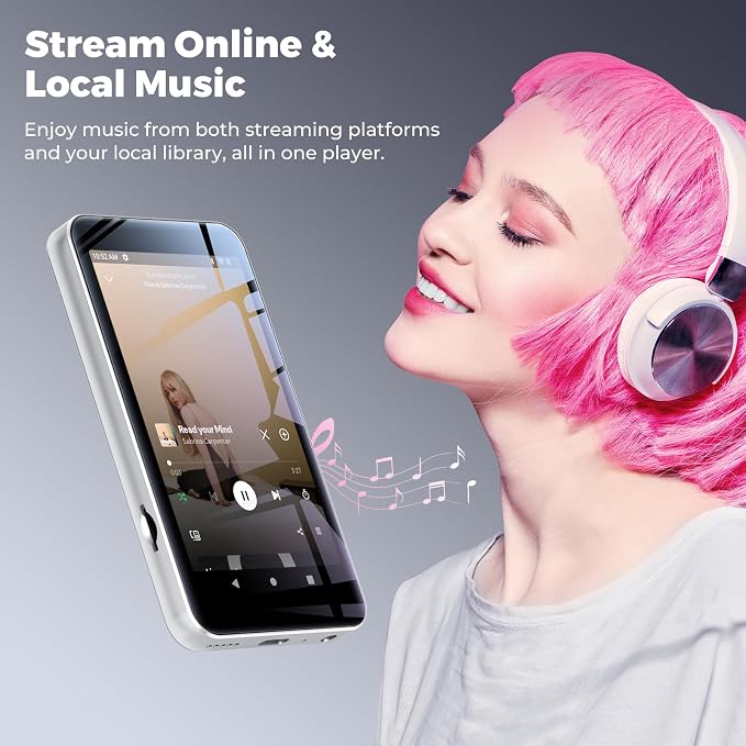 innioasis G5 MP3 Player with Bluetooth and WiFi, 160GB Player with Spotify, Spotify Kids, Pandora, Play Store, Parental Manager App, Calm, 4" HD Full Touch Screen MP4 Music Player for Kids (White)