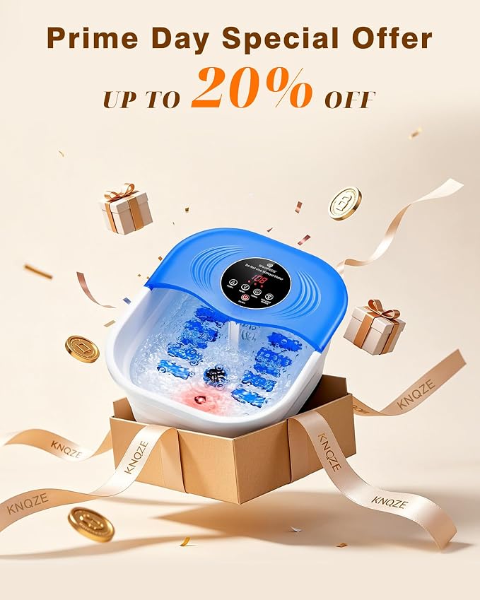 SPA4PIEDS Foot Spa Bath Massager with Heat, Bubble Jets, Red Light & Timer, Pedicure Foot Spa with 95-118℉ Temperature Control, 8 Shiatsu Rollers, Pumice Stone, Gift for Women,Men,Dad